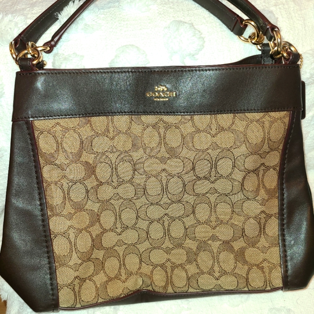 Coach Brown leather and Monogram Bag